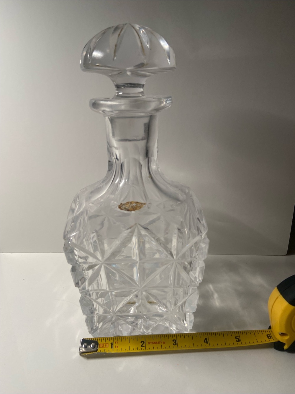 Clear Crystal Cut Glass Decanter with Stopper - Clear